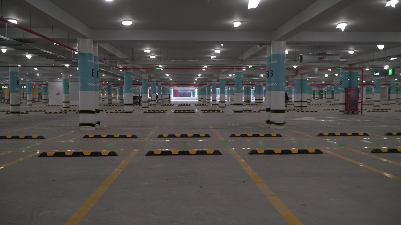 Multi-level parking facility at Allama Iqbal International Airport with 3,500 car capacity