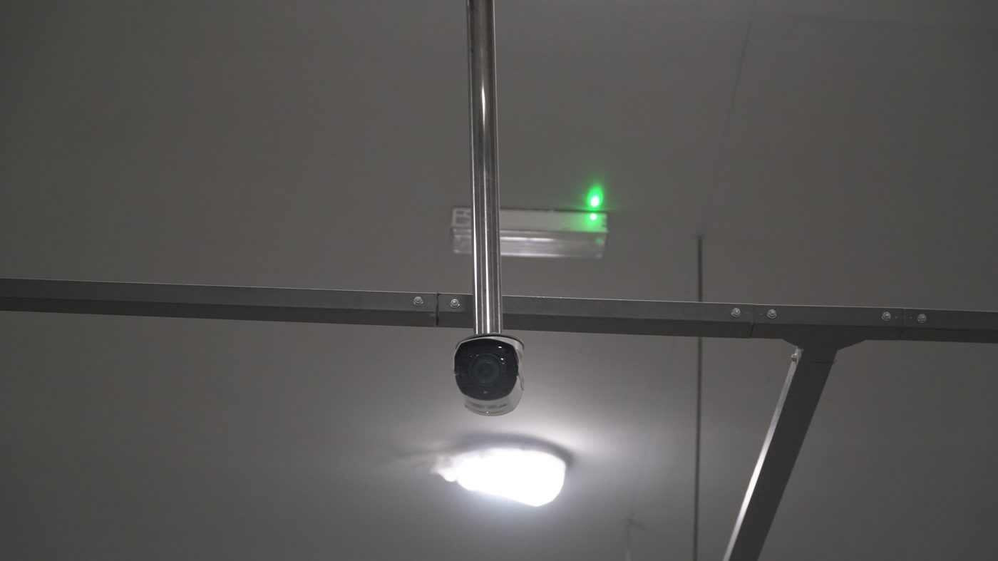 CCTV security camera installed in the parking facility at Allama Iqbal International Airport