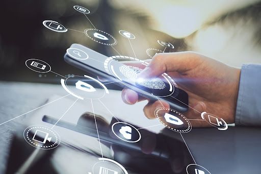 Smartphone used as a mobile access credential with digital security icons