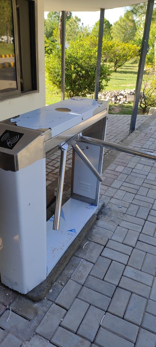 Keyable Technologies tripod turnstile installed at NDMA Headquarters pedestrian entrance, Islamabad
