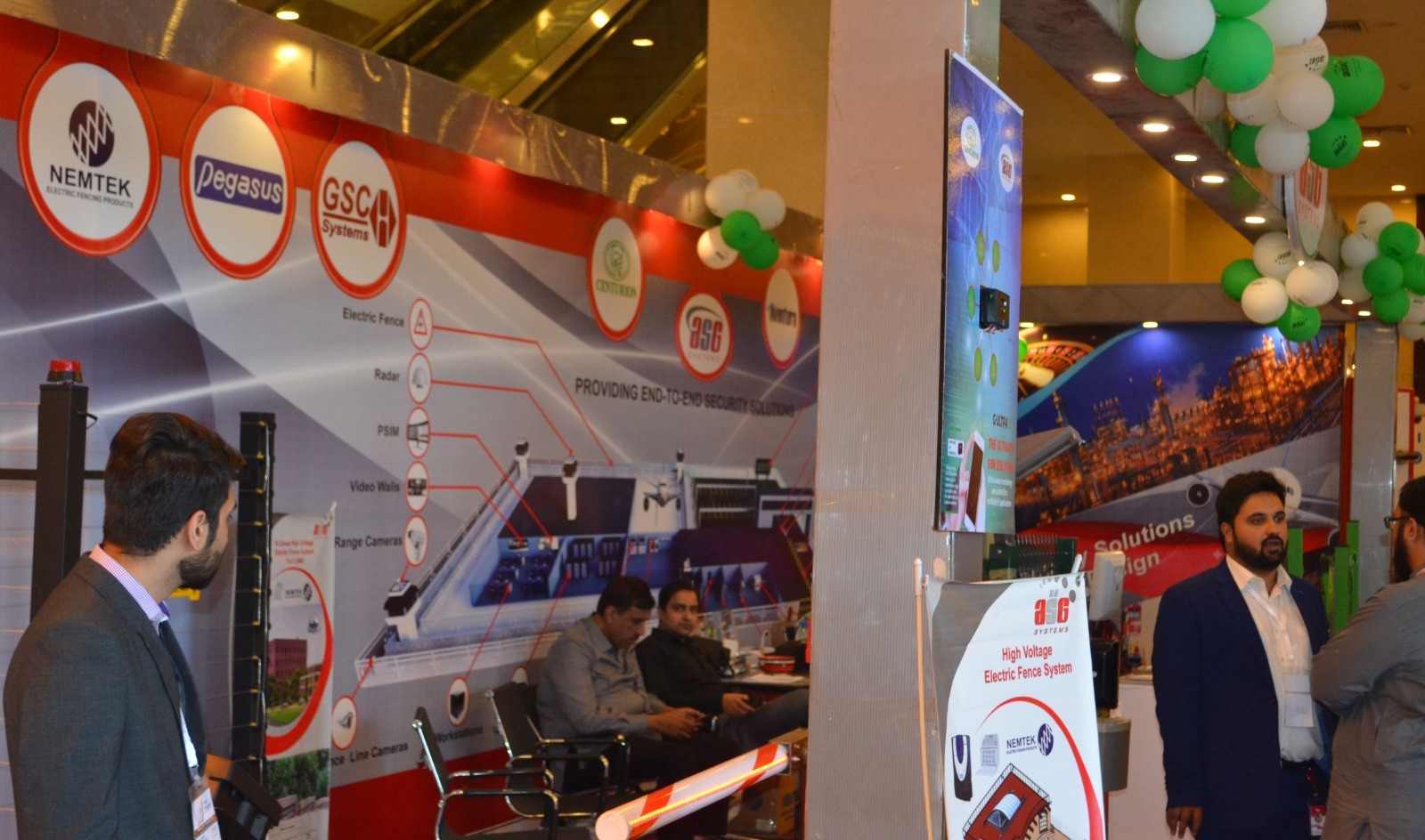 End-to-end security solutions display with electric fence, radar, PSIM, video walls and long-range cameras at the ASG Systems stand