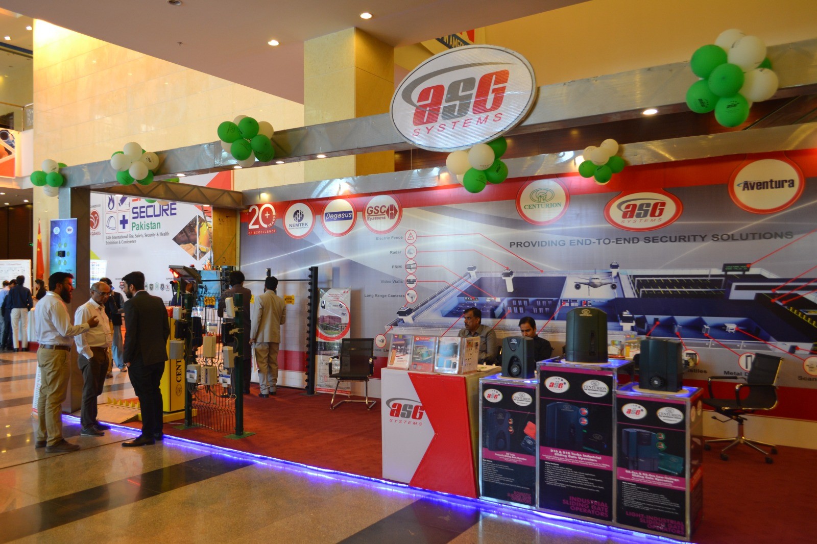 ASG Systems stand at the 14th Secure Pakistan exhibition in Islamabad with gate operators, electric fence and security solutions