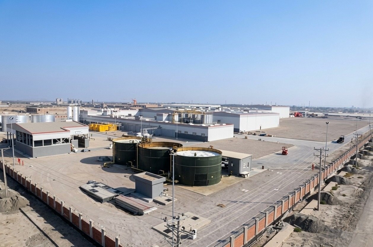 Aerial view of a Coca-Cola Beverages Pakistan Limited (CCBPL) manufacturing plant