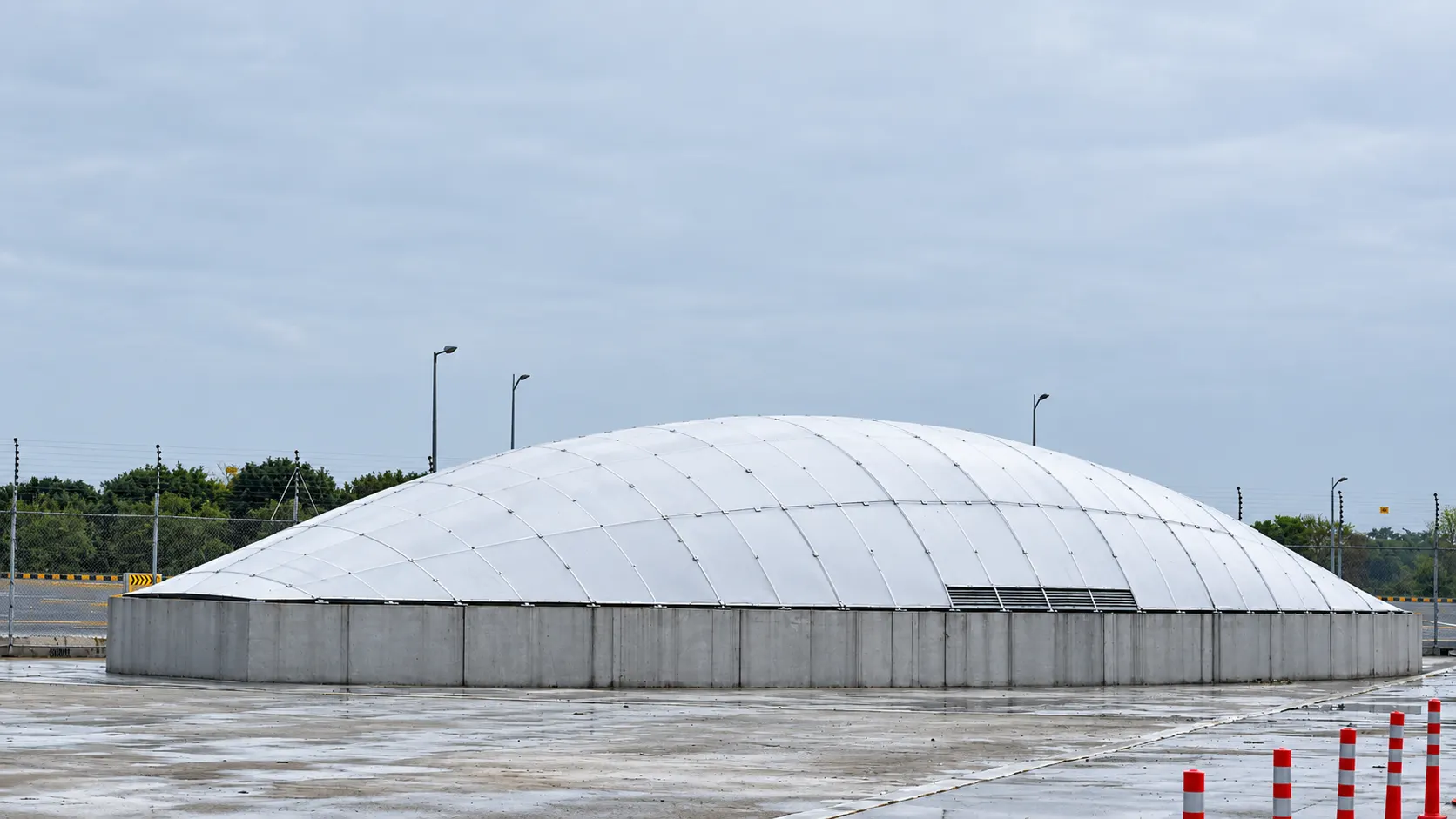 Polycarbonate dome skylight at an airport building