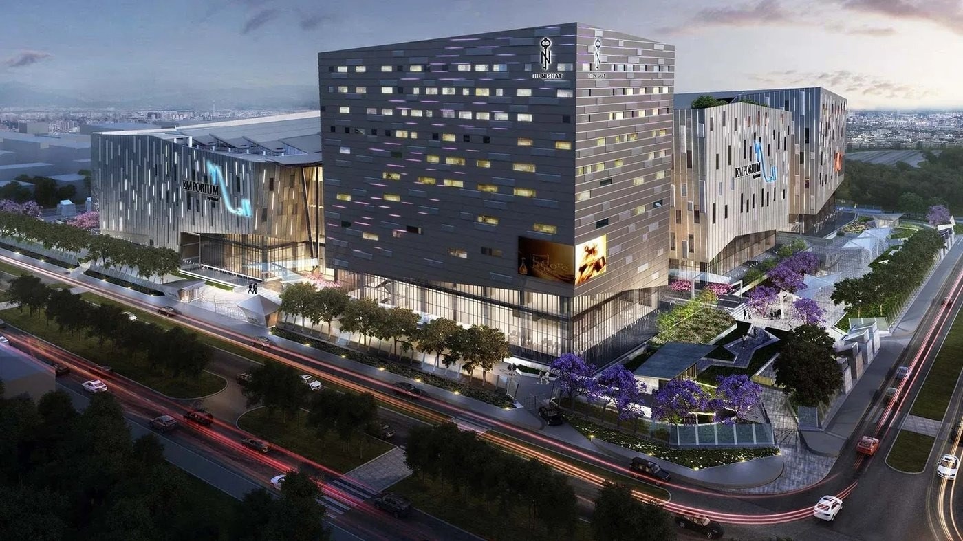 Exterior view of Nishat Emporium Mall and hotel tower, Lahore