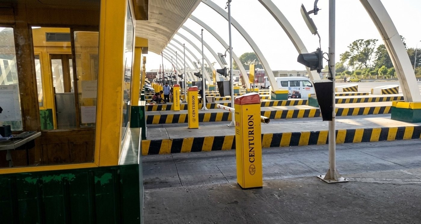 Multiple Centurion high-speed boom barriers deployed across toll plaza lanes at Islamabad Toll Plaza